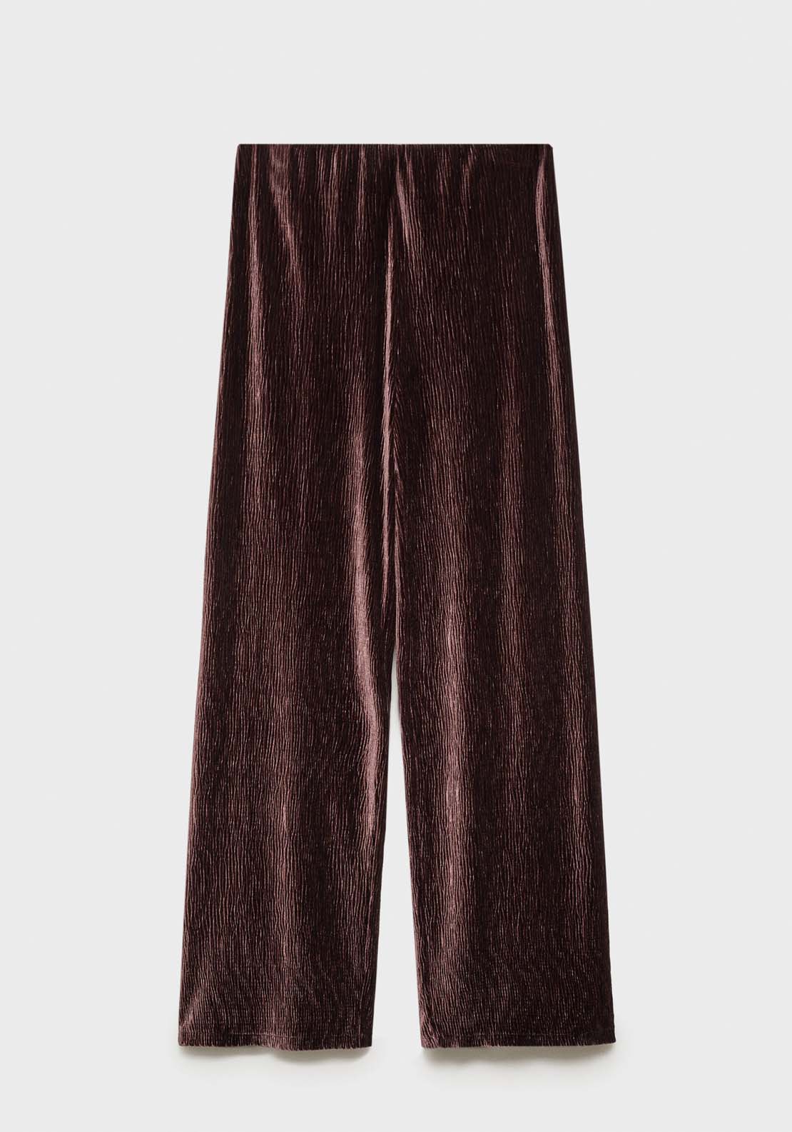 Mango Wide leg velvet trousers - Dark Red 6 Shaws Department Stores
