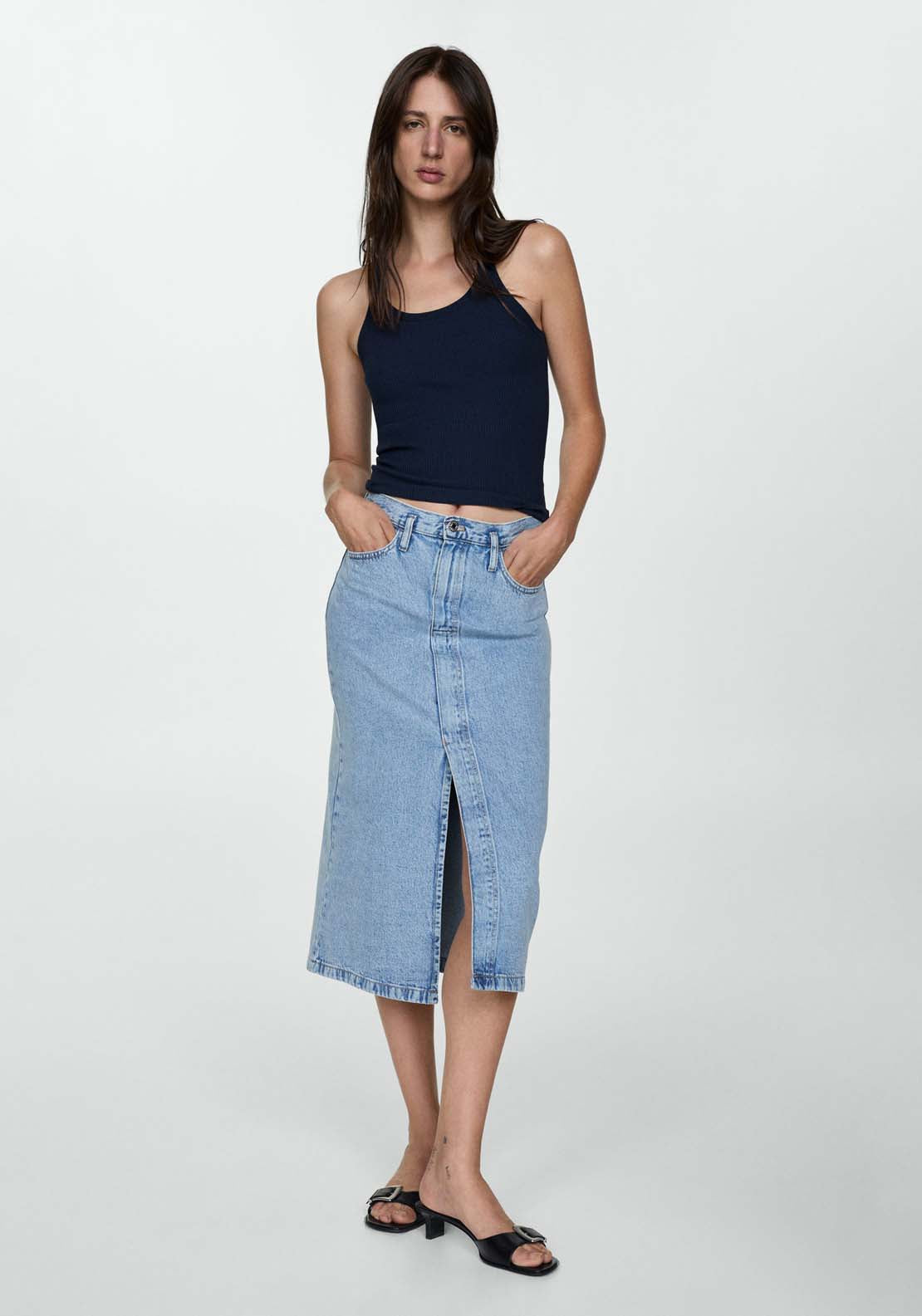 Mango Slit denim skirt 2 Shaws Department Stores