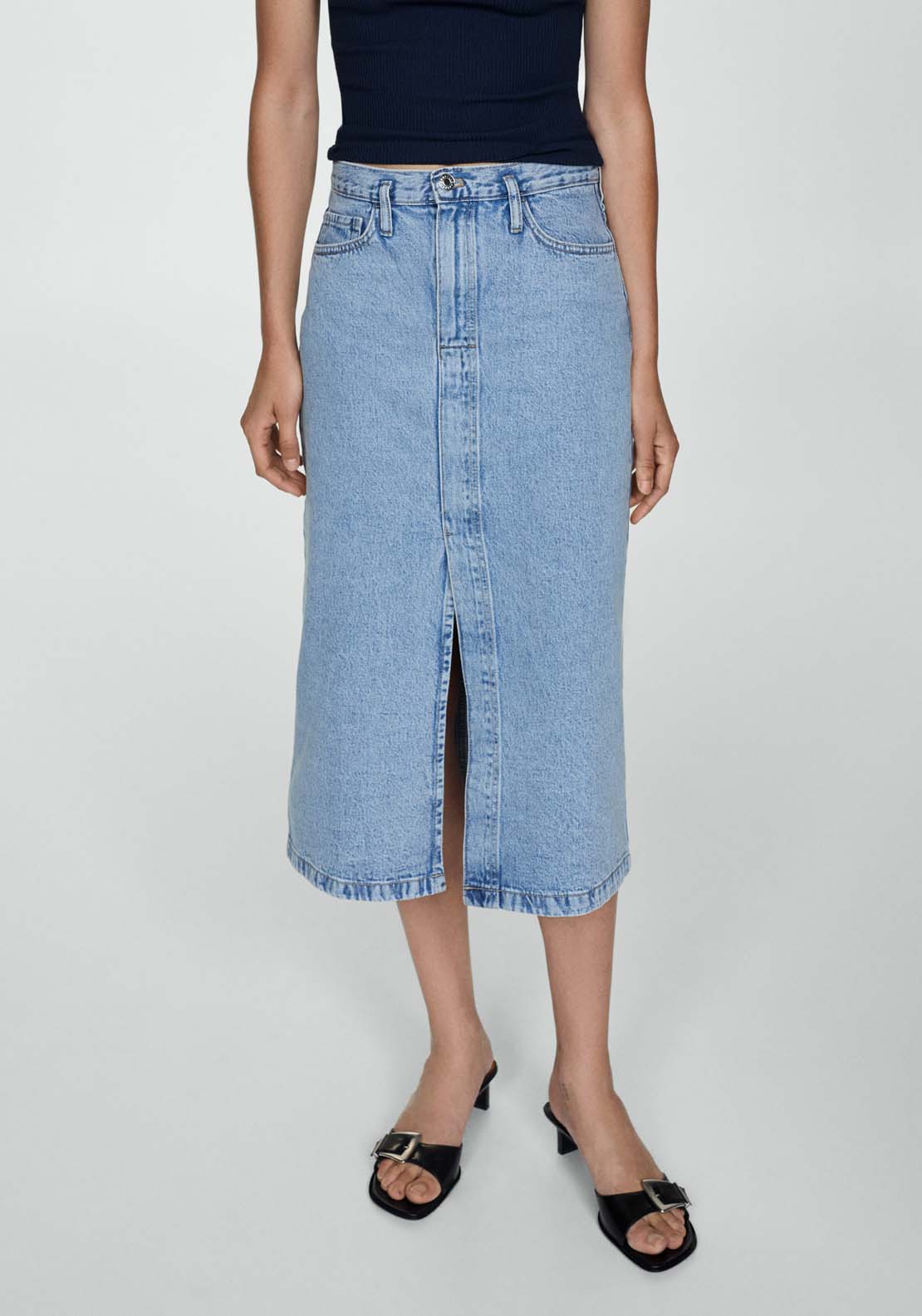 Mango Slit denim skirt 1 Shaws Department Stores