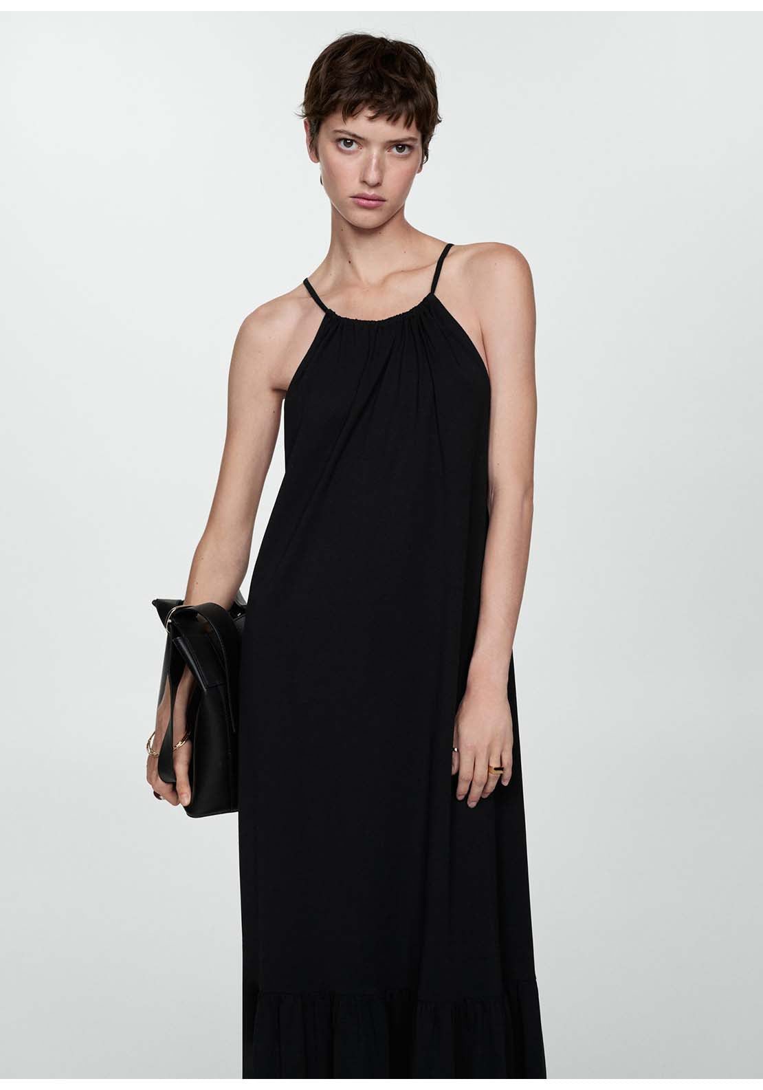 Mango Long cotton dress - Black 3 Shaws Department Stores