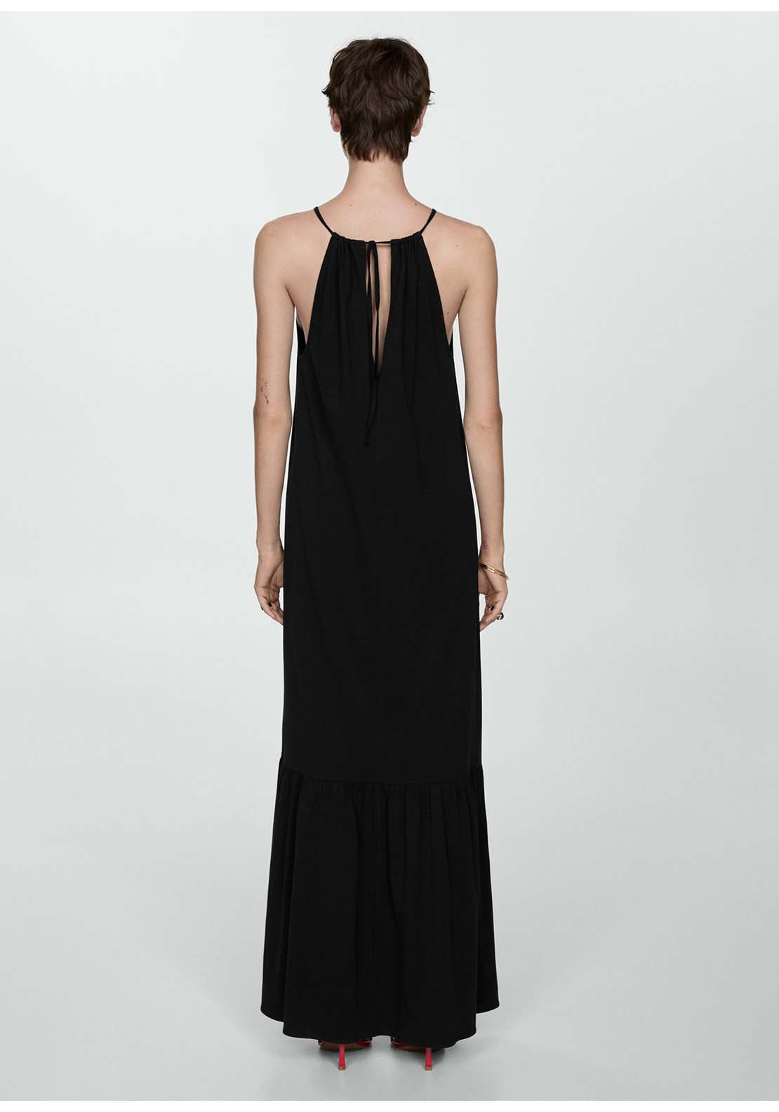 Mango Long cotton dress - Black 2 Shaws Department Stores