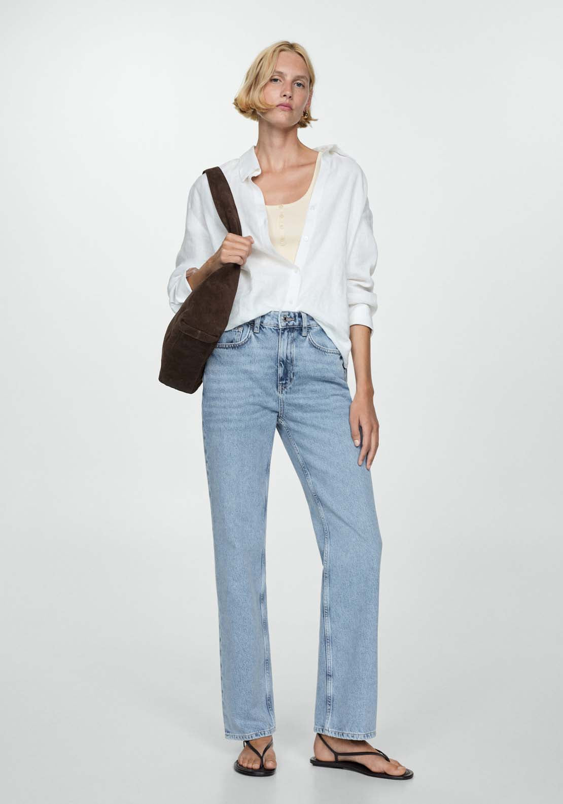 Mango Matilda medium-rise straight-fit jeans - Open Blue 2 Shaws Department Stores