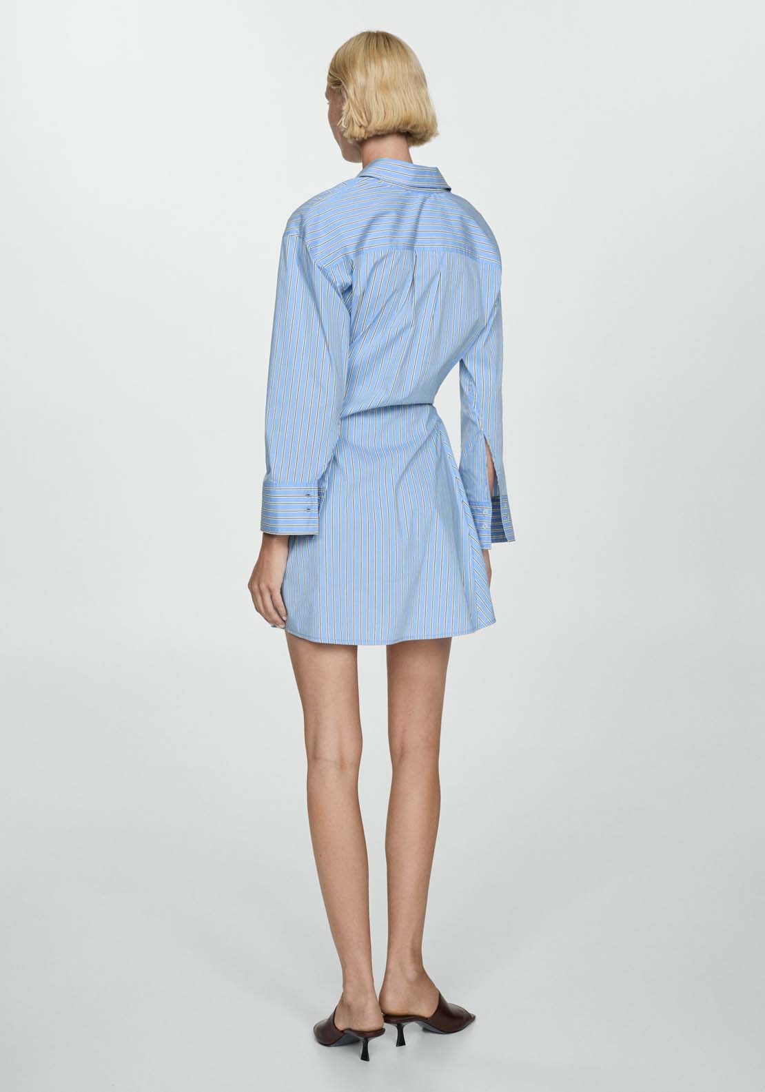 Mango Striped wrap shirt dress - Medium Blue 2 Shaws Department Stores