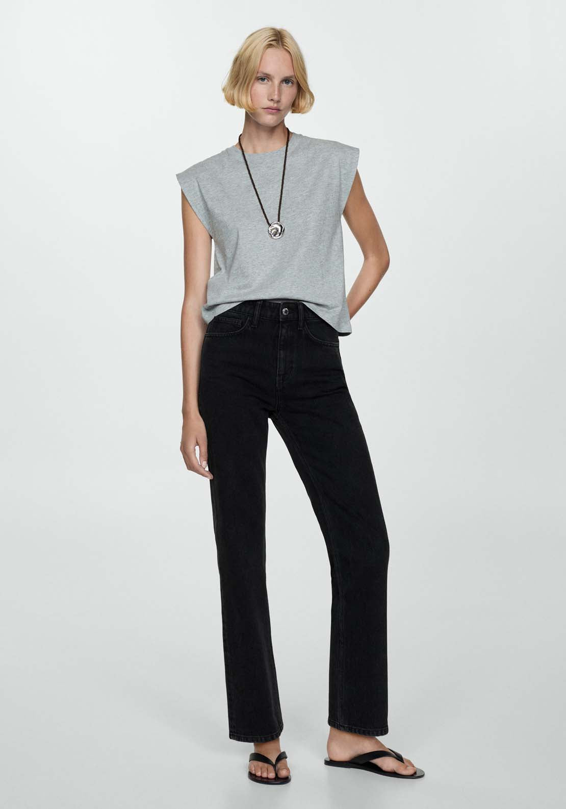 Mango Mid-rise straight jeans - Open Gray 2 Shaws Department Stores