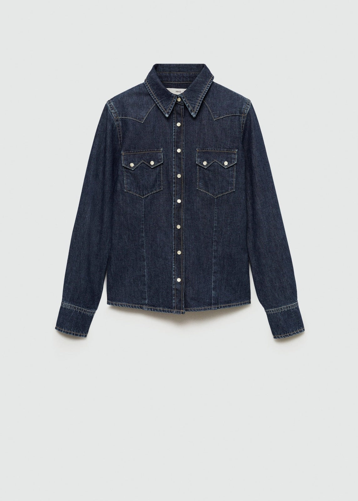 Mango Chest-pocket denim shirt - Open Blue 5 Shaws Department Stores