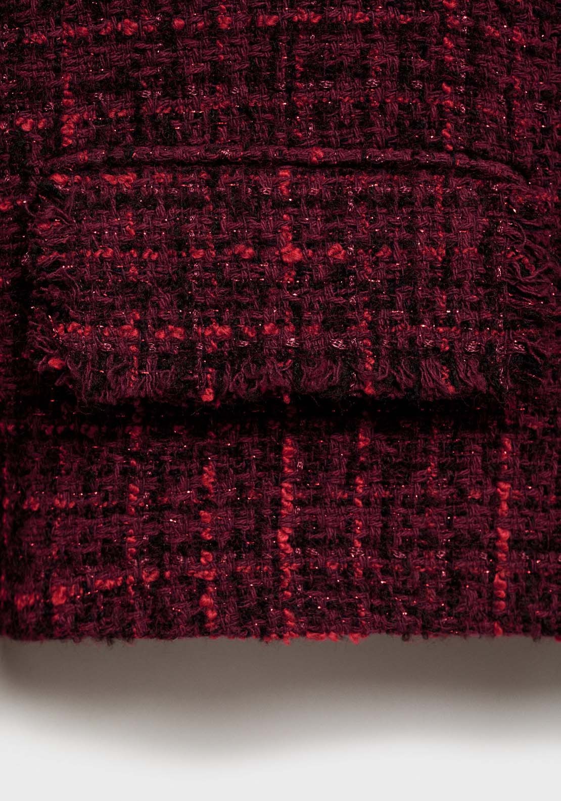 Mango Tweed jacket with frayed ends - Dark Red 7 Shaws Department Stores