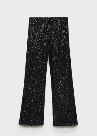Mango Sequined palazzo trousers - Black 3 Shaws Department Stores