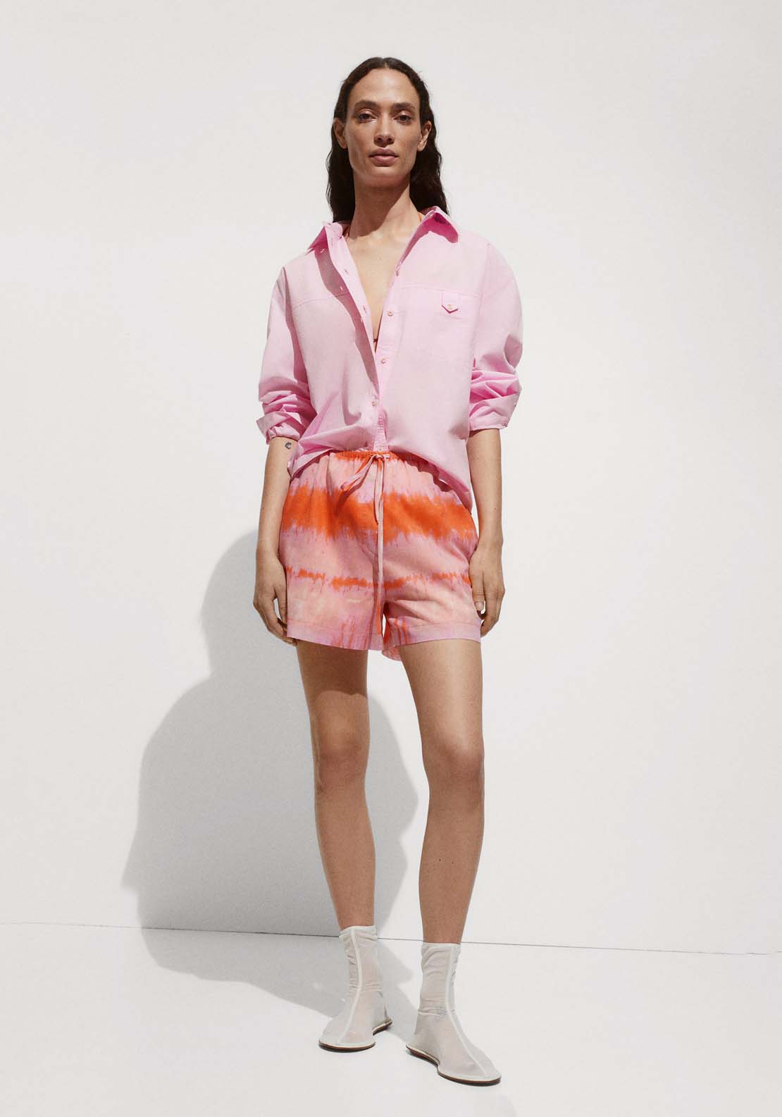 Mango Cotton shirt with decorative button 2 Shaws Department Stores