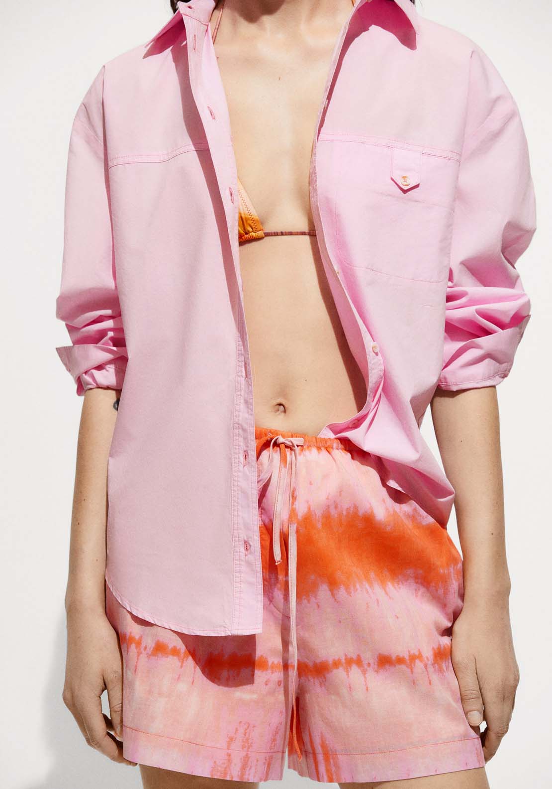 Mango Cotton shirt with decorative button 3 Shaws Department Stores
