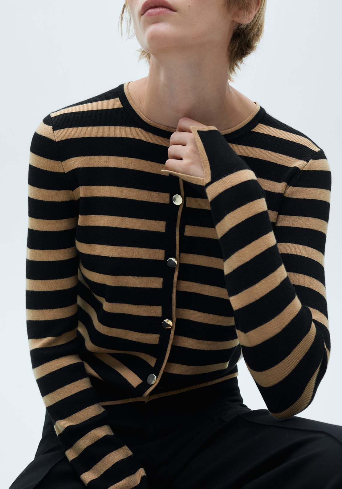 Mango Button knit cardigan - Medium Brown 2 Shaws Department Stores