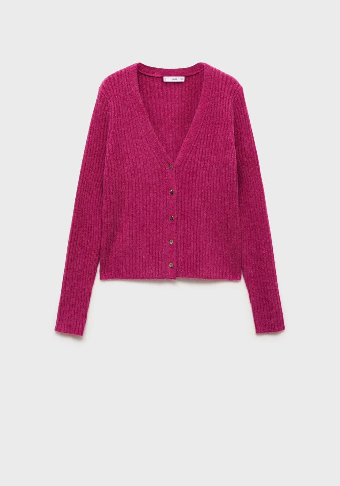 Mango Knitted cardigan with metallic buttons - Bright Pink 8 Shaws Department Stores
