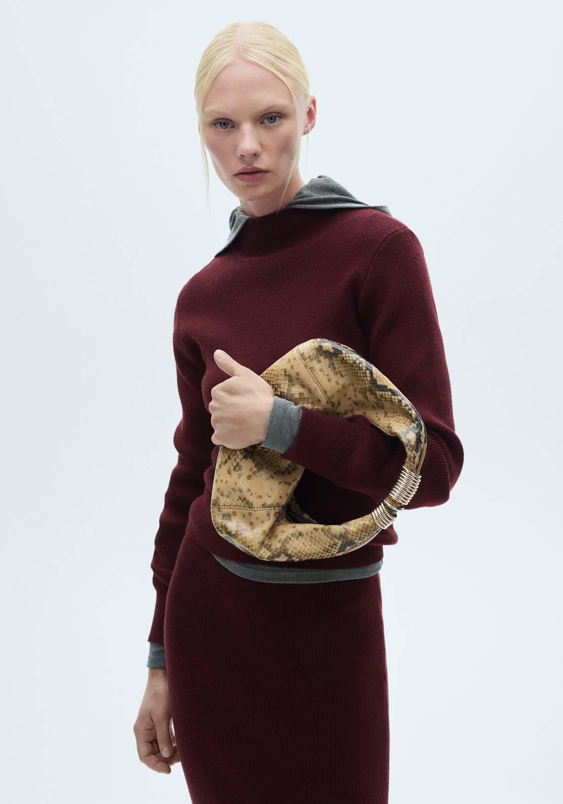 Mango Ribbed round-neck sweater - Dark Red 2 Shaws Department Stores