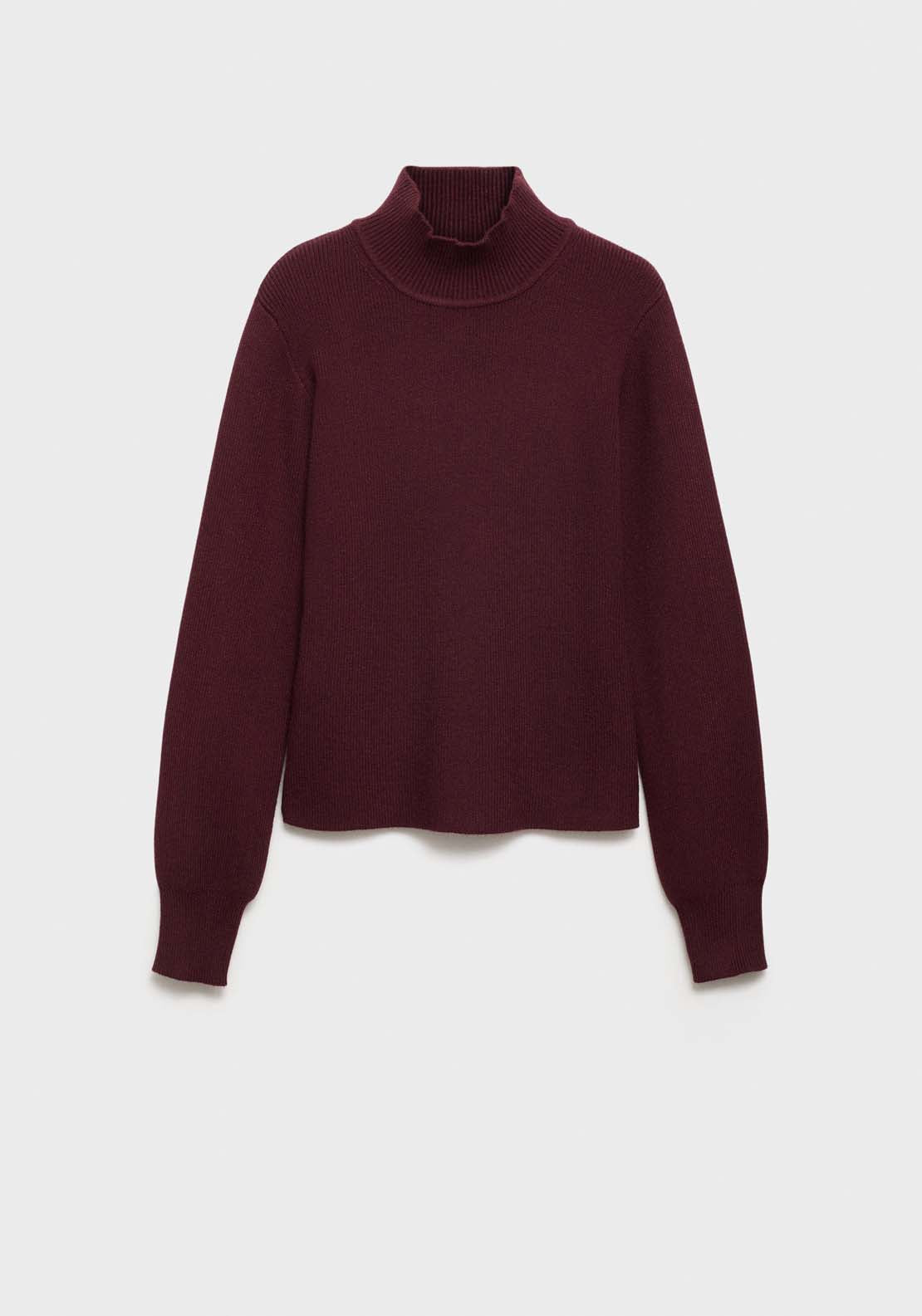 Mango Ribbed round-neck sweater - Dark Red 10 Shaws Department Stores