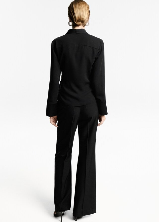 Mango Bow satin blouse - Black 3 Shaws Department Stores
