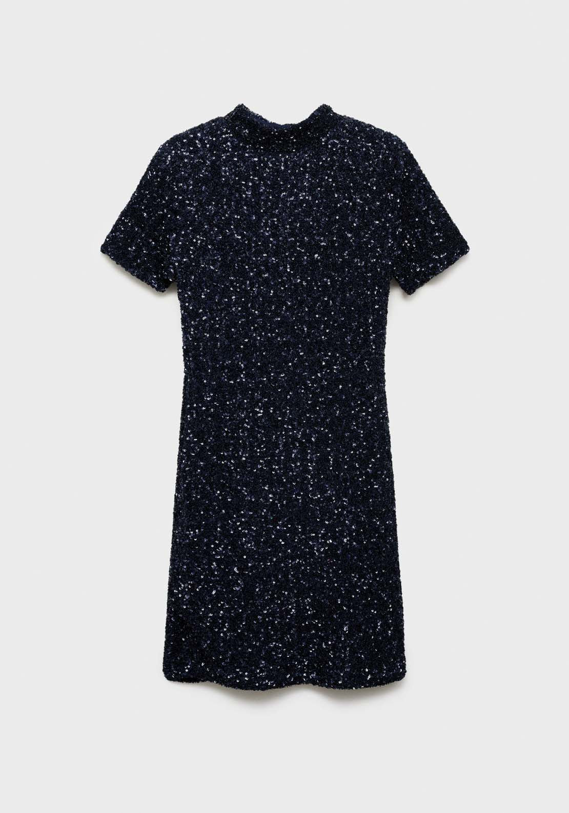 Mango Short-sleeved sequin dress - Dark Blue 7 Shaws Department Stores