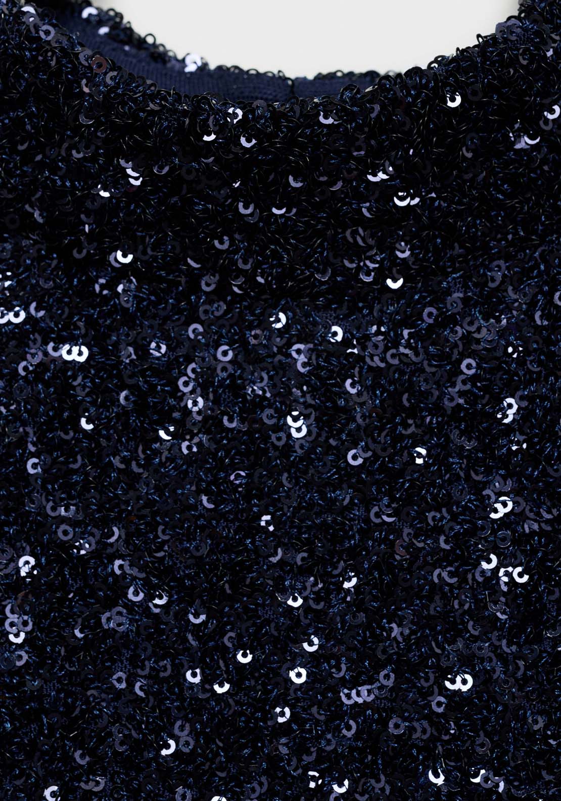 Mango Short-sleeved sequin dress - Dark Blue 5 Shaws Department Stores
