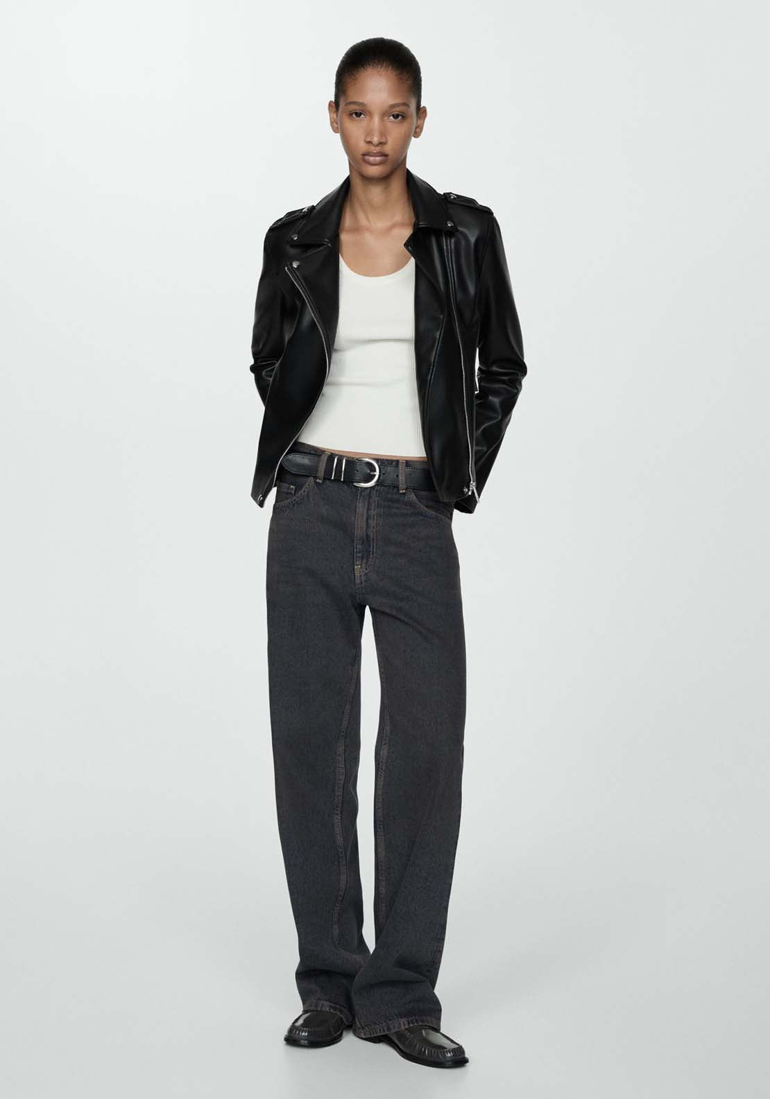 Mango black biker jacket best sale