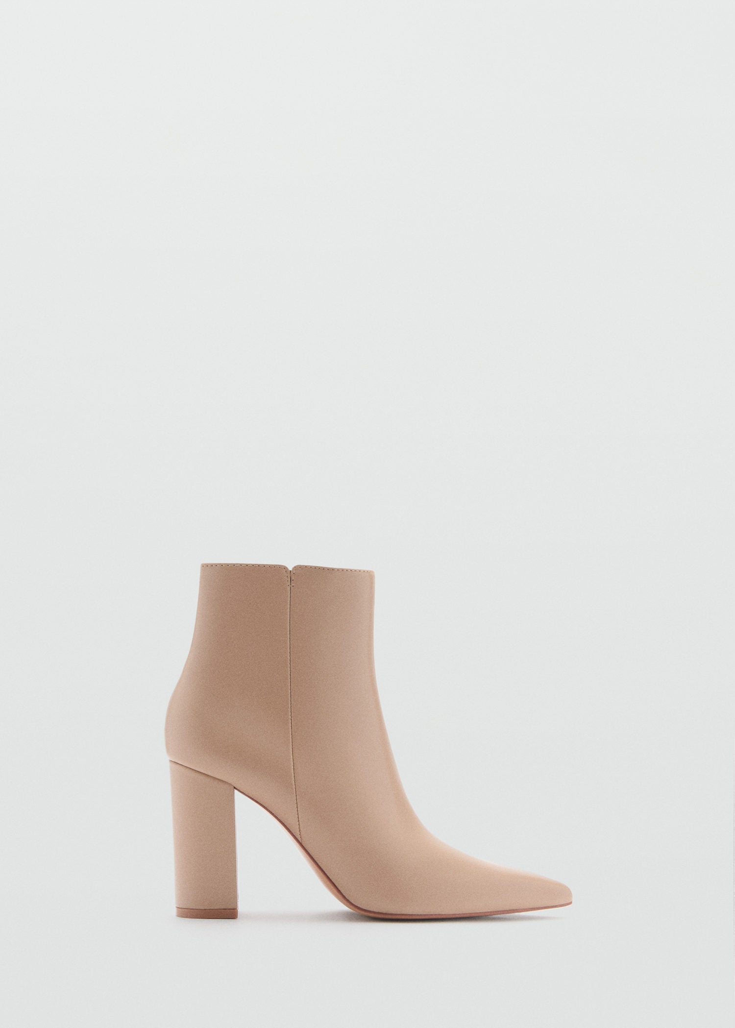 Mango Pointed heel ankle boot - Light Beige 2 Shaws Department Stores