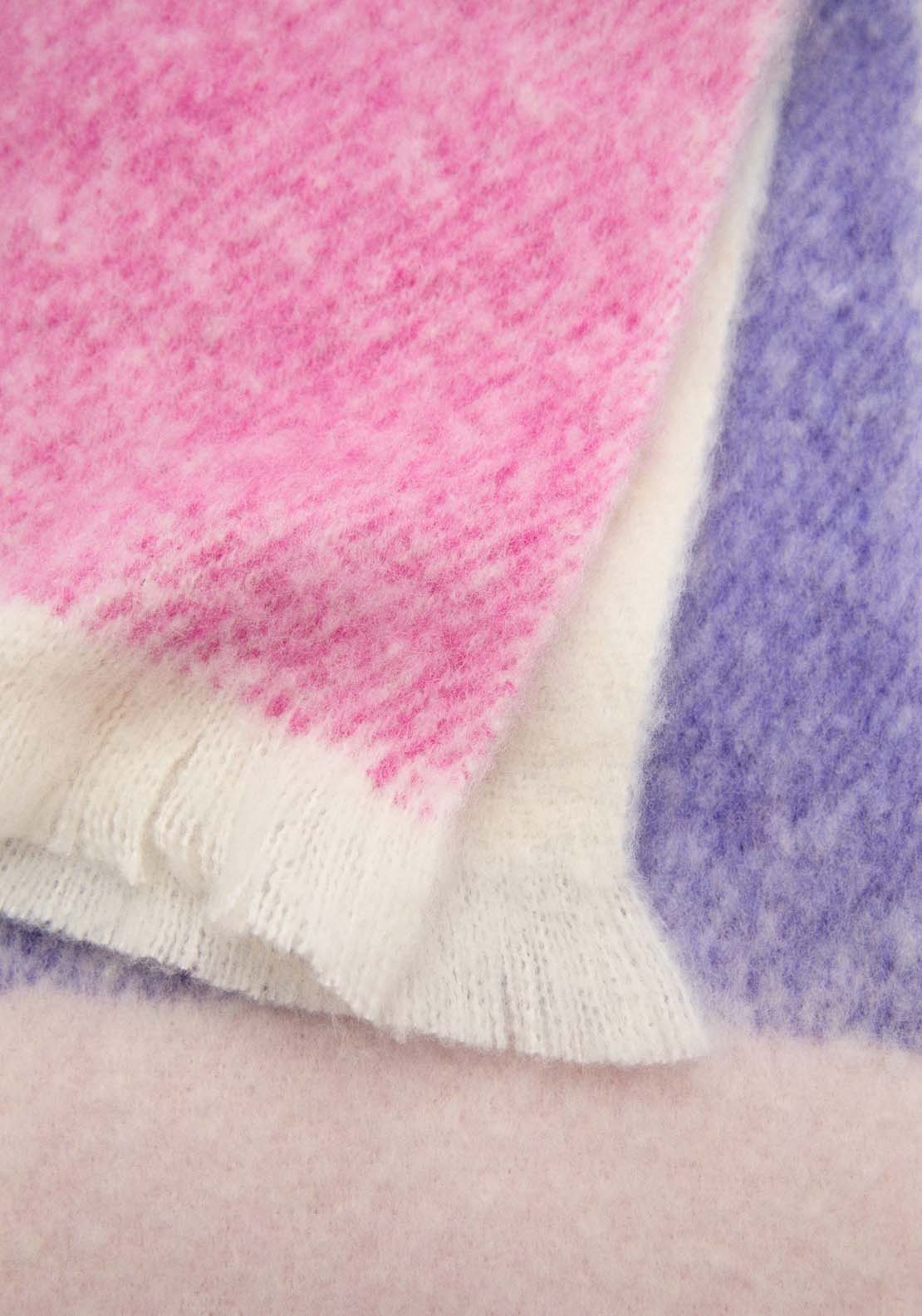 Mango Multi-coloured fringed scarf - Light/pastel Purple 2 Shaws Department Stores