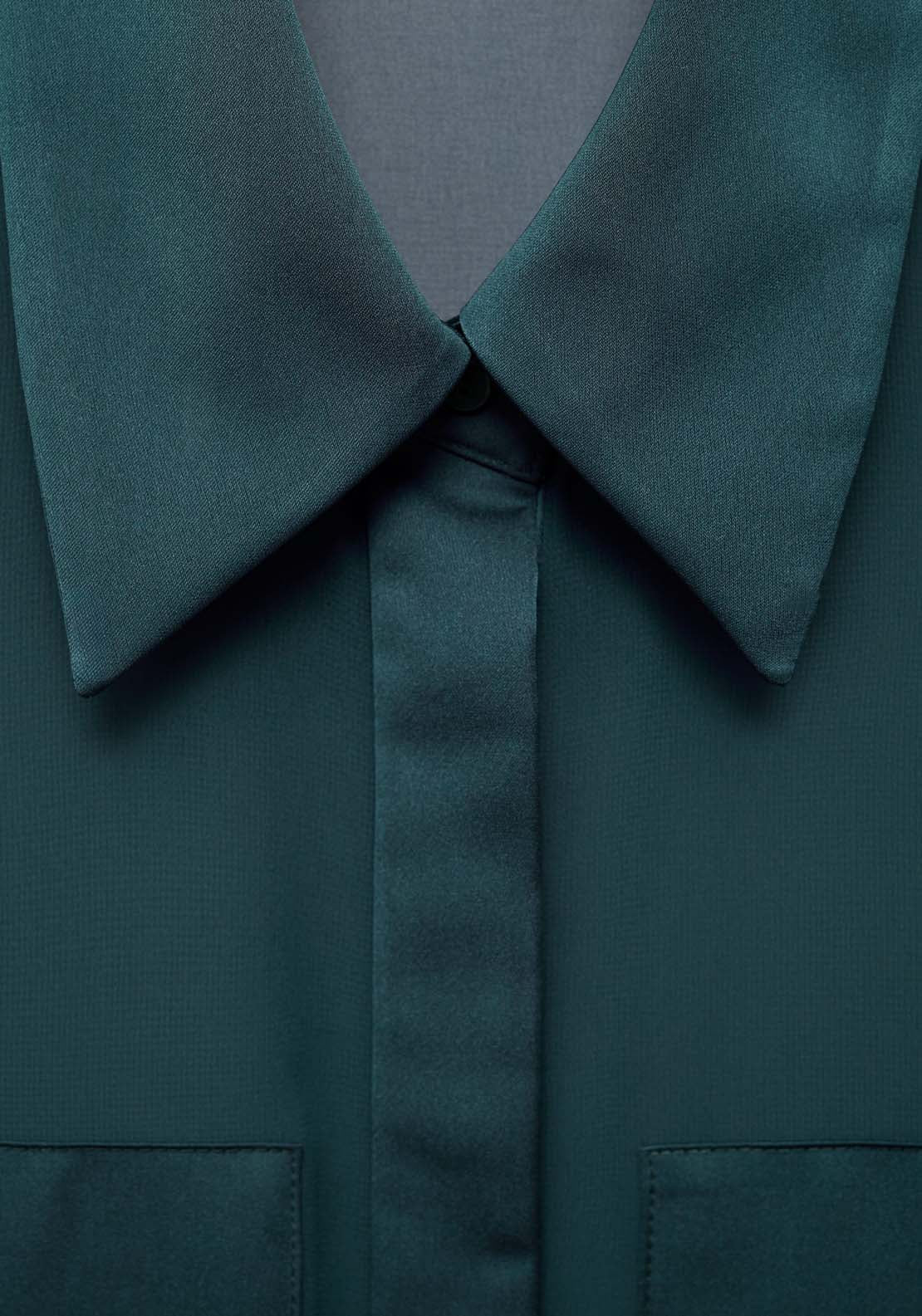 Mango Chiffon shirt with satin panels - Dark Blue 10 Shaws Department Stores