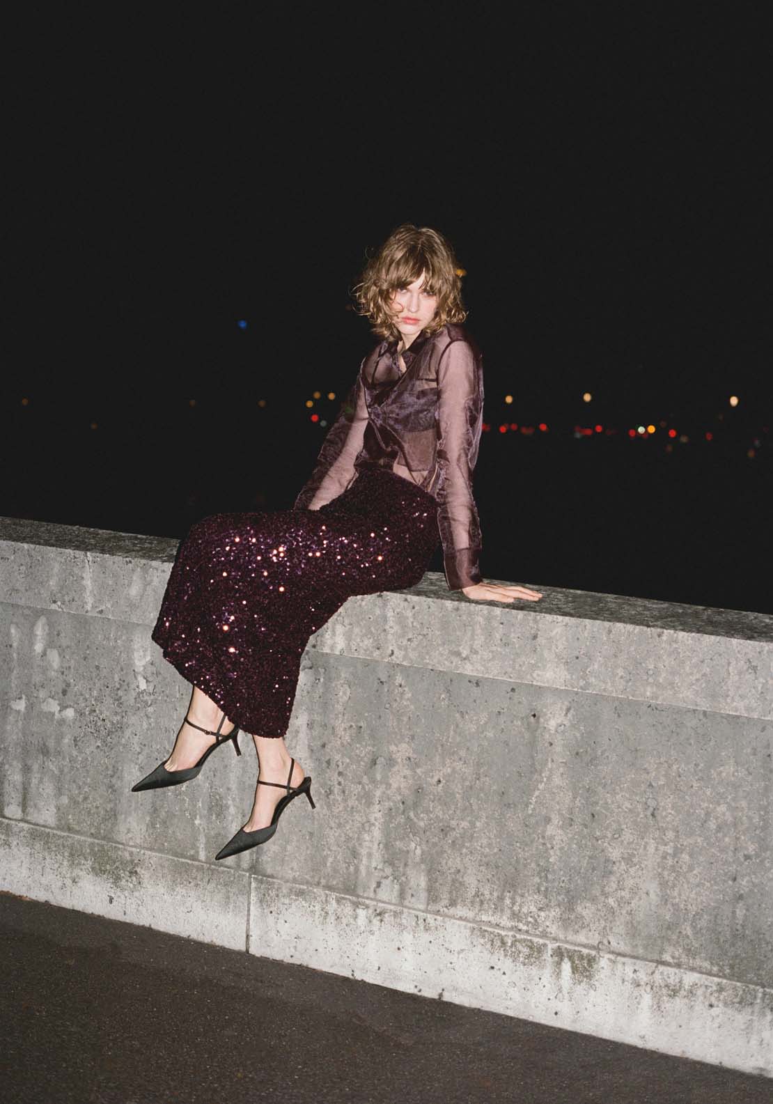 Mango Sequin midi skirt - Dark Red 5 Shaws Department Stores