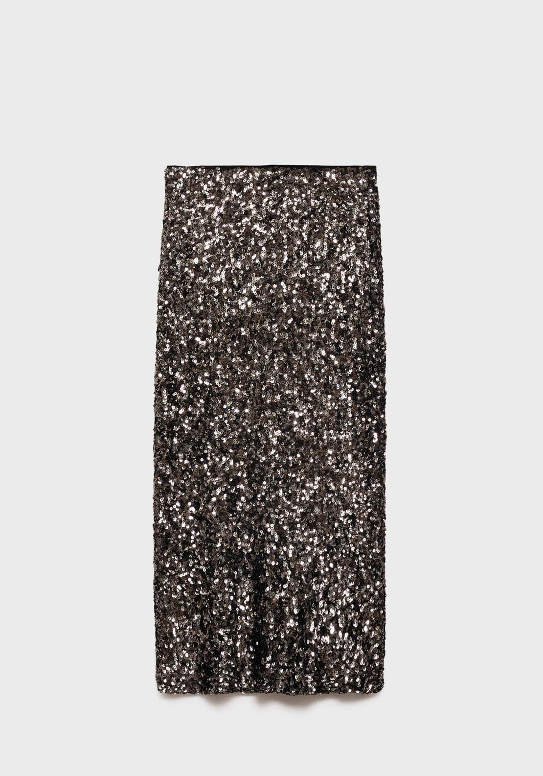 Mango Sequin midi skirt - Charcoal 8 Shaws Department Stores