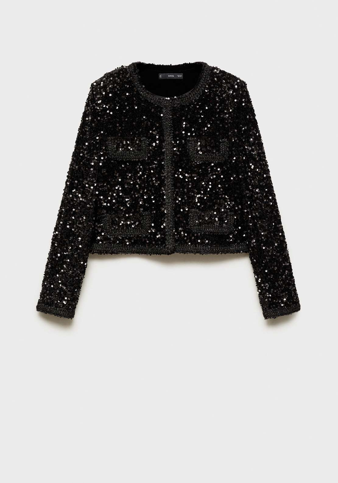 Mango Sequin jacket with pockets - Black 7 Shaws Department Stores