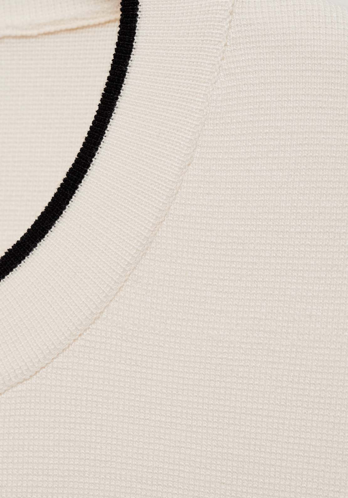 Mango Contrast trim sweater - Light Beige 6 Shaws Department Stores
