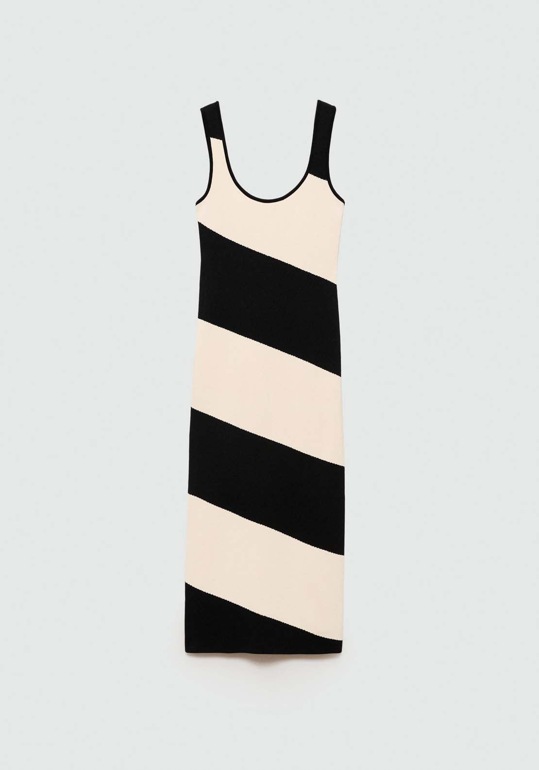 Mango Striped knitted midi-dress - Black 8 Shaws Department Stores