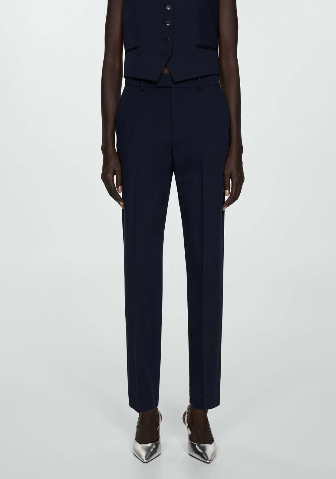 Mango Straight suit trousers - Navy 1 Shaws Department Stores
