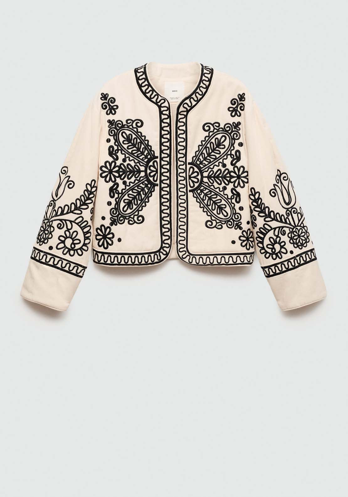 Mango 100% cotton embroidered jacket - Light Beige 8 Shaws Department Stores