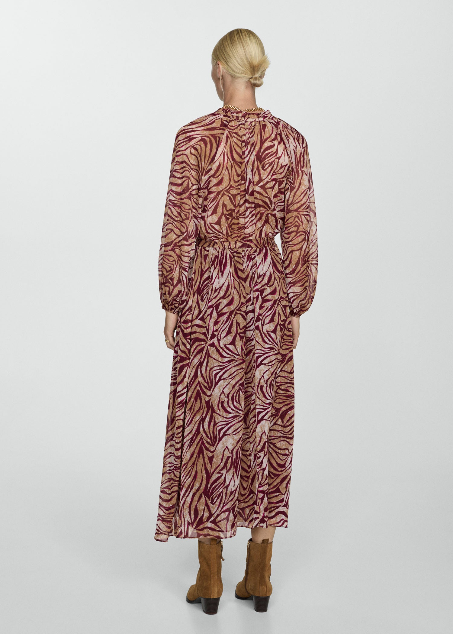 Mango Printed long dress - Dark Red 3 Shaws Department Stores