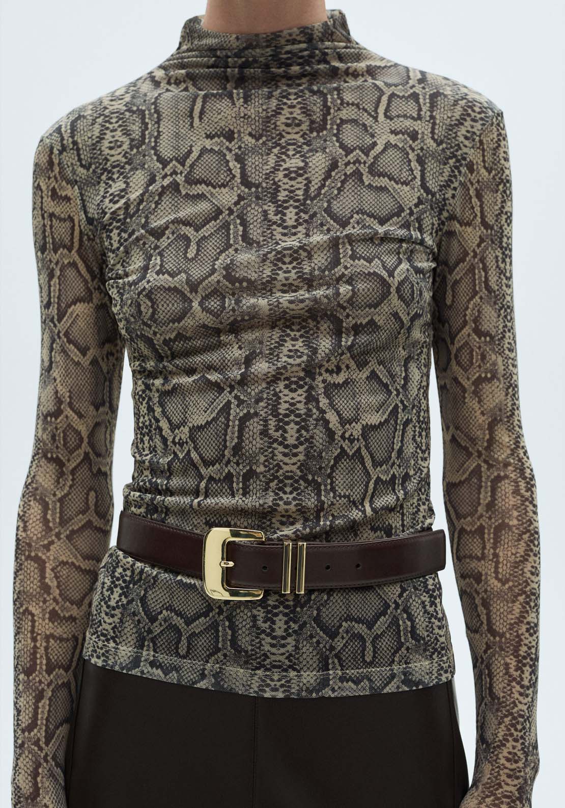 Mango Perkins-neck snake t-shirt - Gray 4 Shaws Department Stores