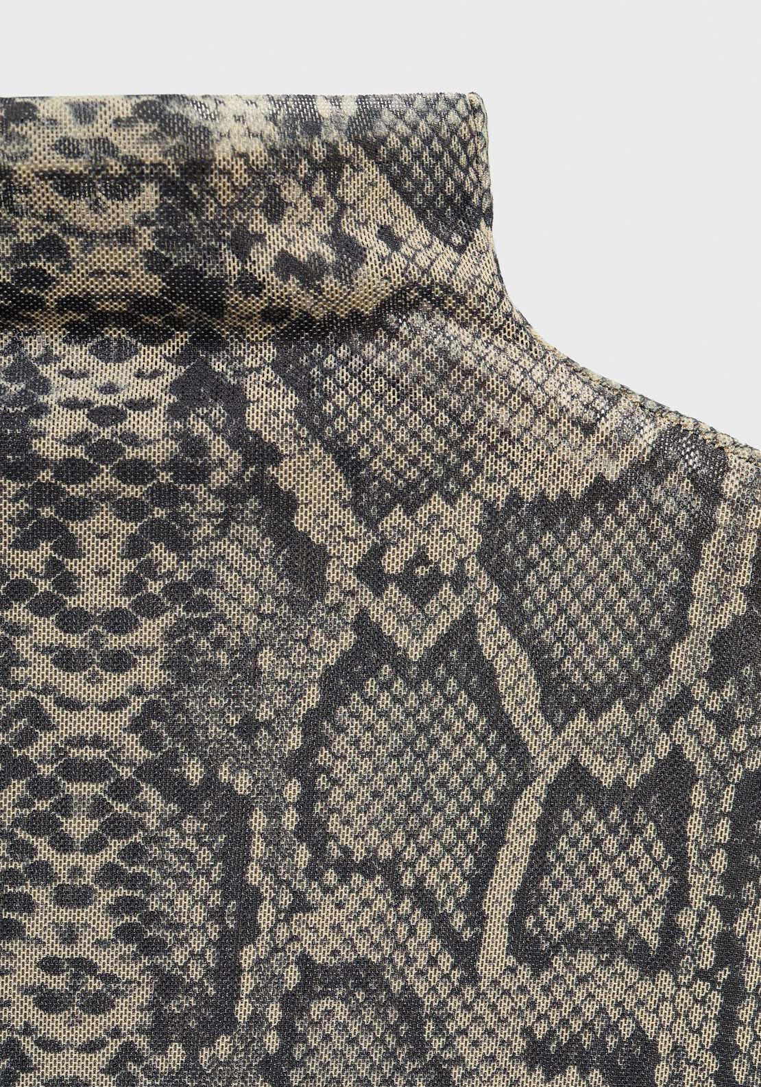 Mango Perkins-neck snake t-shirt - Gray 7 Shaws Department Stores