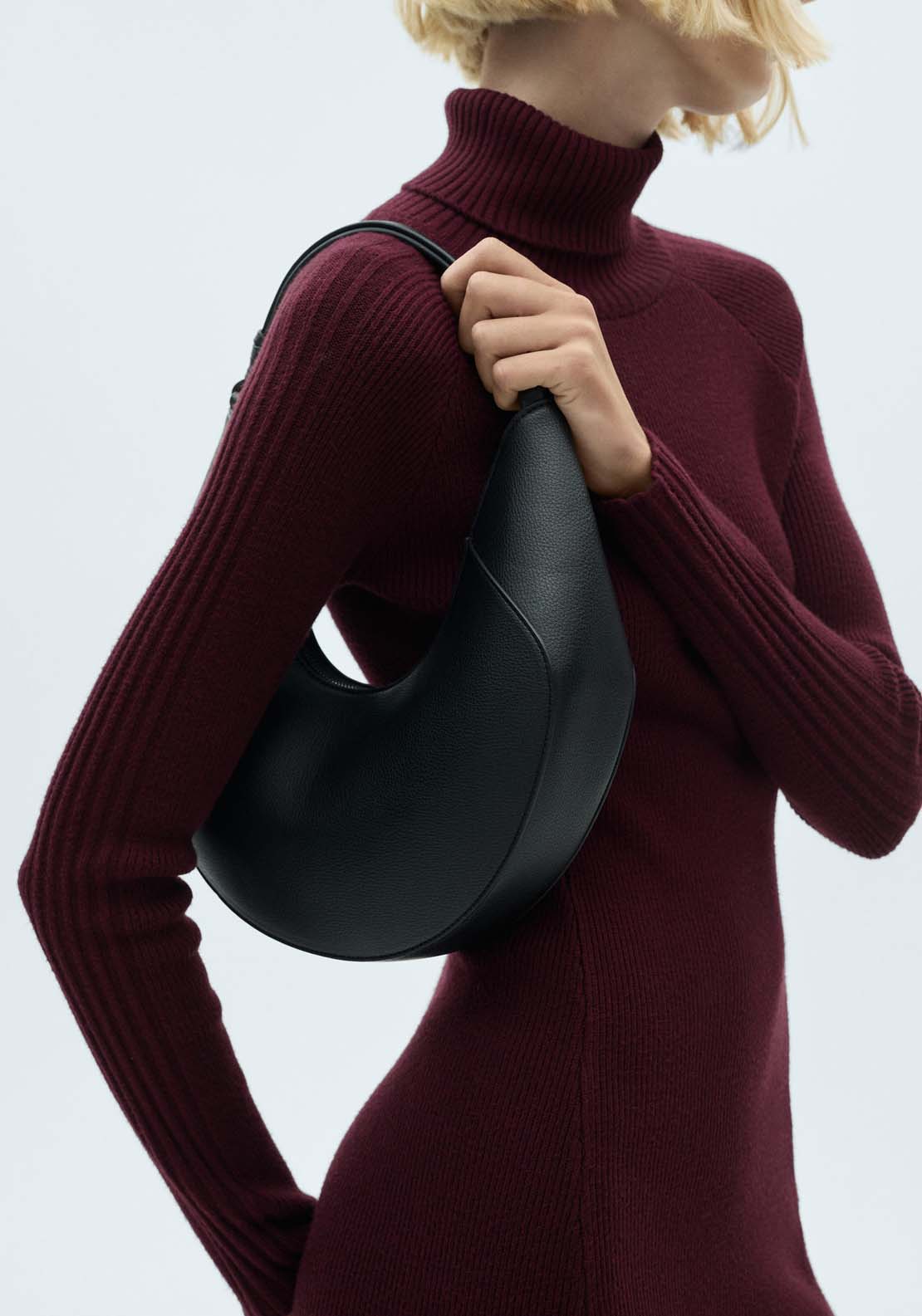 Mango Short turtleneck knitted dress - Dark Red 4 Shaws Department Stores
