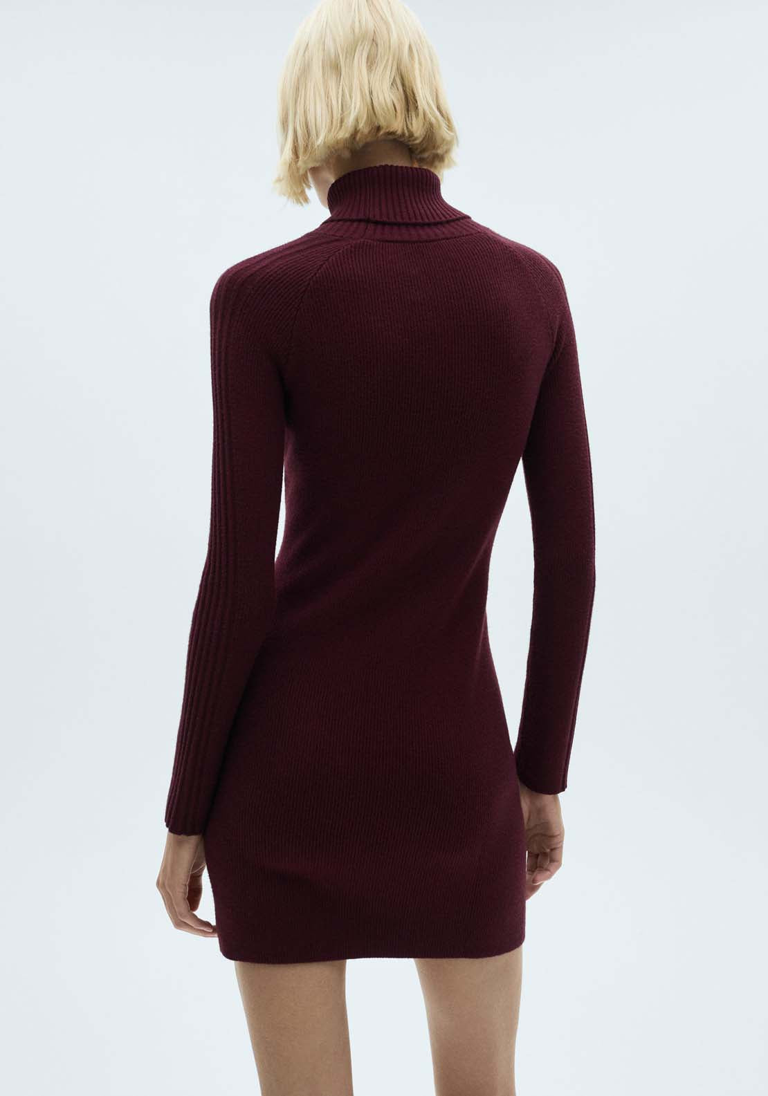 Mango Short turtleneck knitted dress - Dark Red 3 Shaws Department Stores