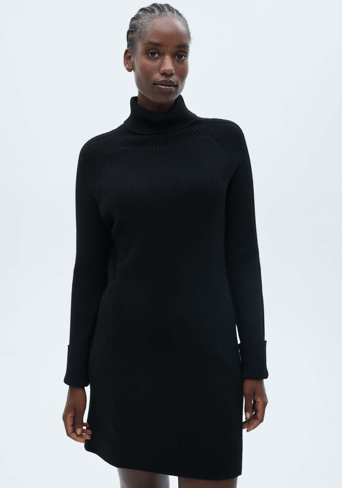 Short turtleneck knitted dress - Black Shaws Short turtleneck knitted dress - Black Shaws