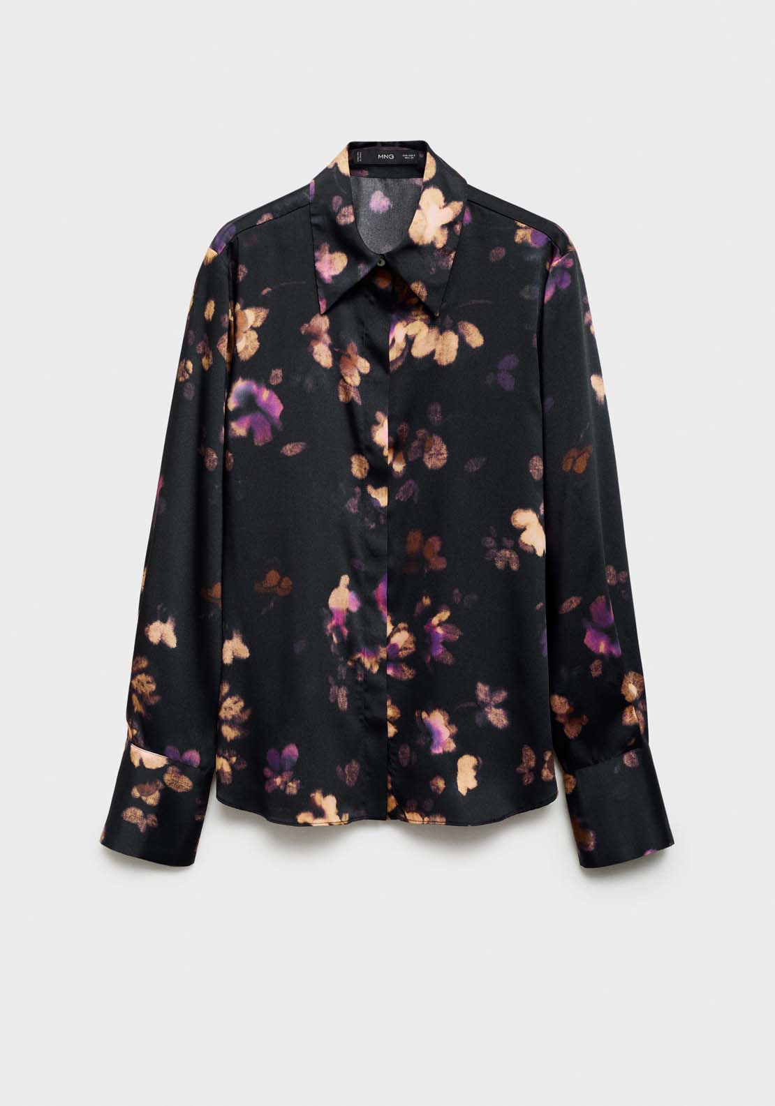 Mango Satin print shirt - Medium Purple 10 Shaws Department Stores