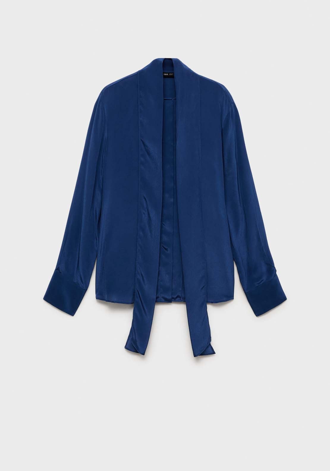 Mango Satin shirt with bow - Medium Brown 10 Shaws Department Stores