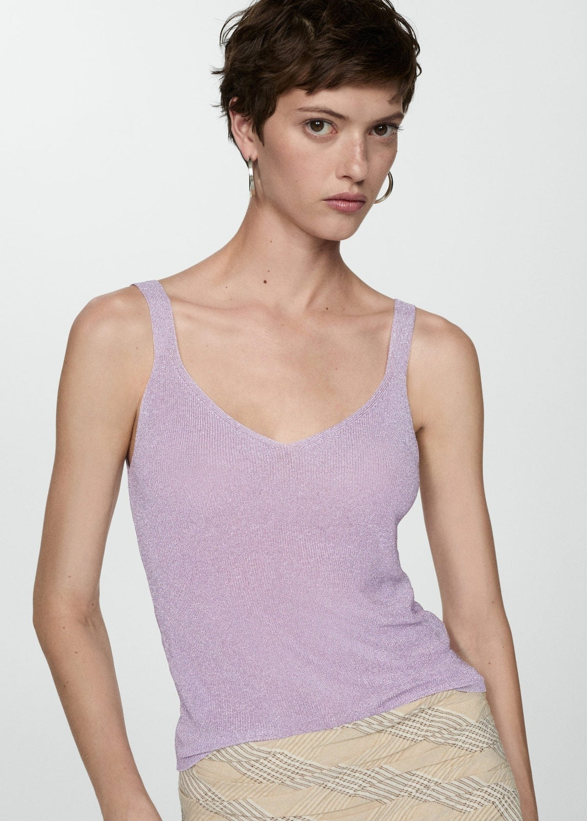 Mango Lurex knitted top - Light/pastel Purple 1 Shaws Department Stores