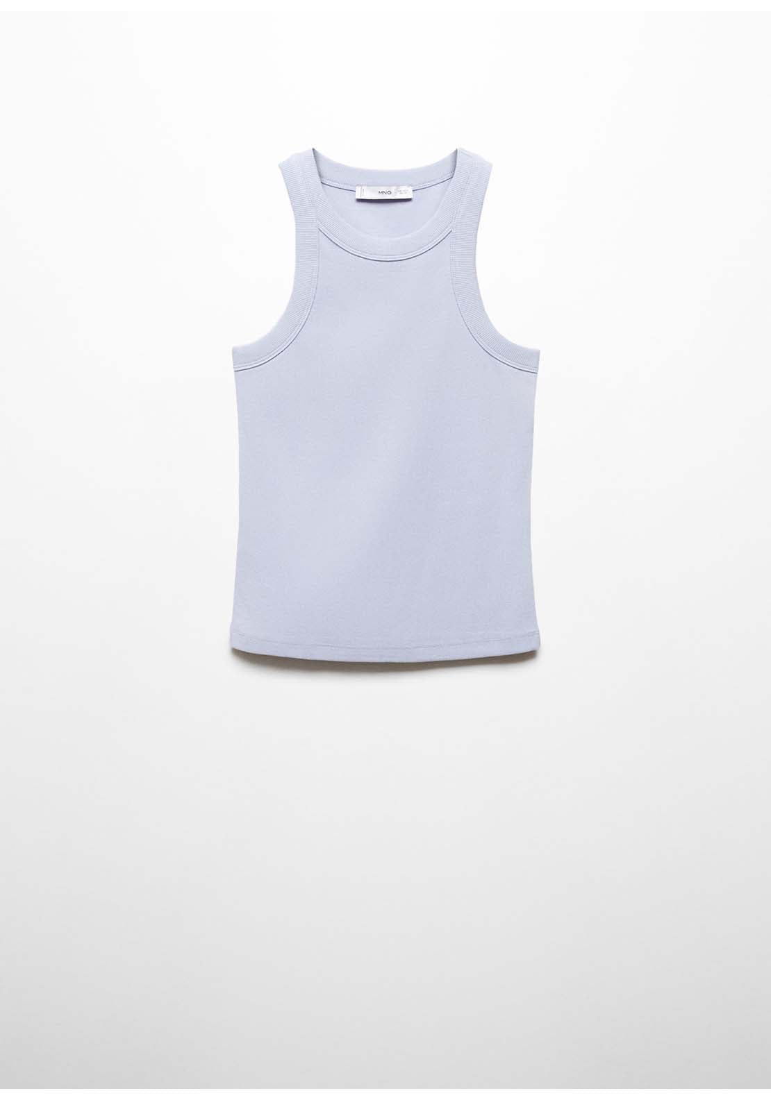 Mango Ribbed cotton-blend top - Light/pastel Blue 6 Shaws Department Stores