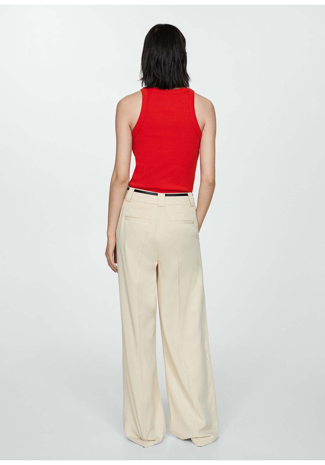 Mango Ribbed cotton-blend top - Red 2 Shaws Department Stores
