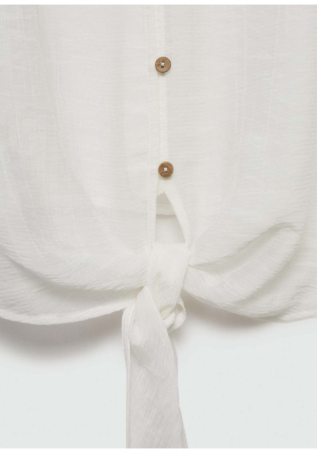 Mango Flared-sleeve blouse with bow - Natural 6 Shaws Department Stores