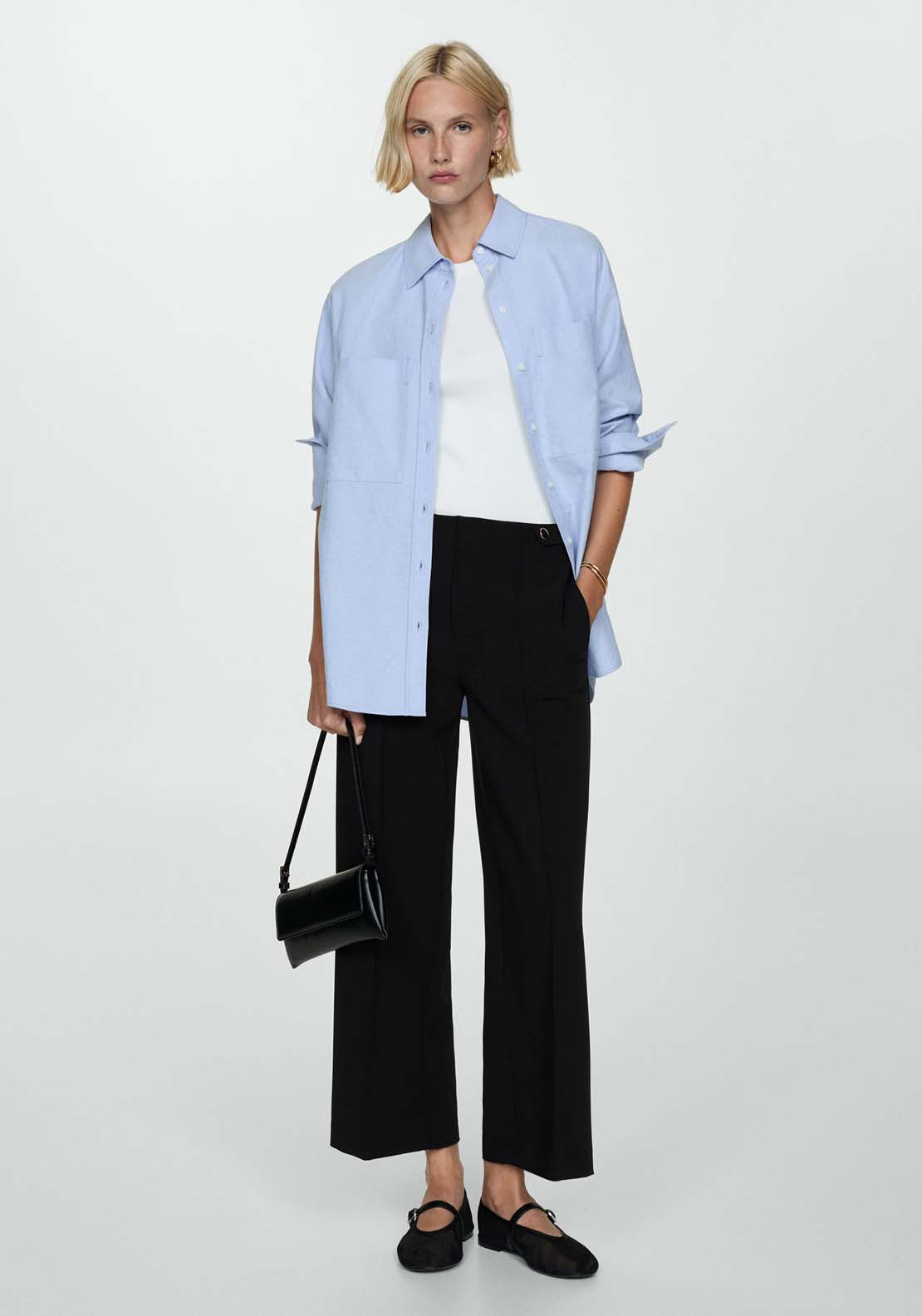 Mango Buttons straight-fit trousers - Black 2 Shaws Department Stores