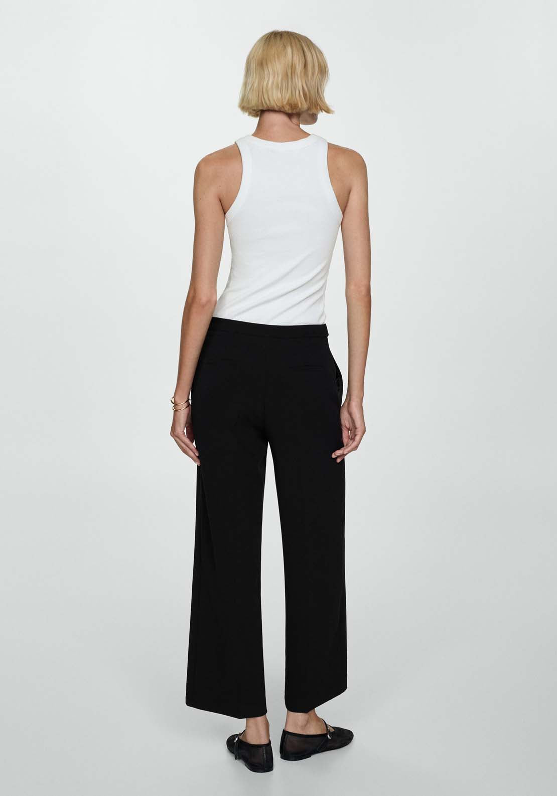 Mango Buttons straight-fit trousers - Black 4 Shaws Department Stores