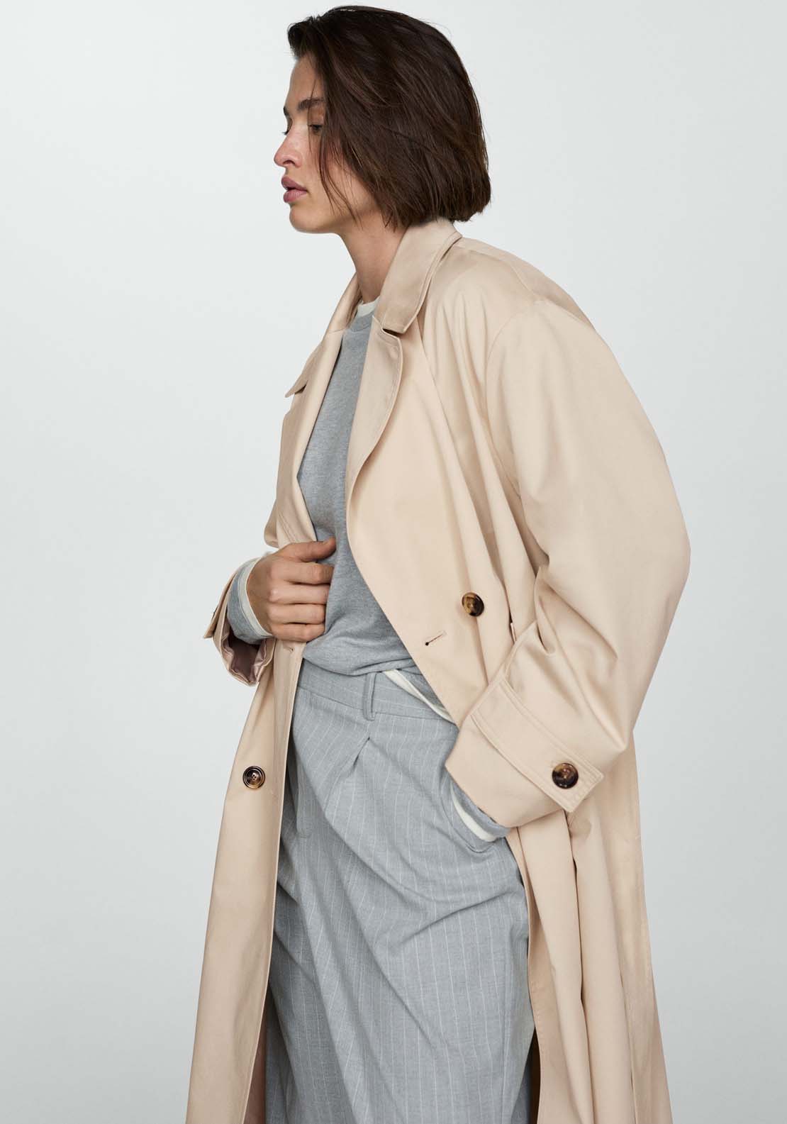 Mango Double-button trench coat - Light Beige 6 Shaws Department Stores