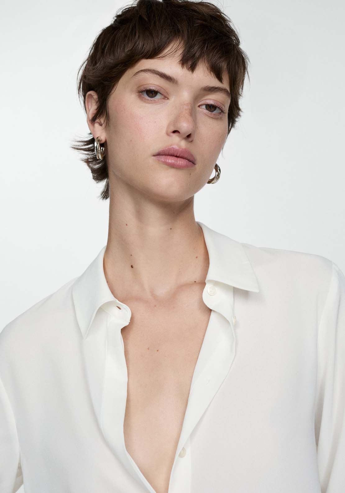 Mango Fluid long-sleeved shirt - Natural 2 Shaws Department Stores
