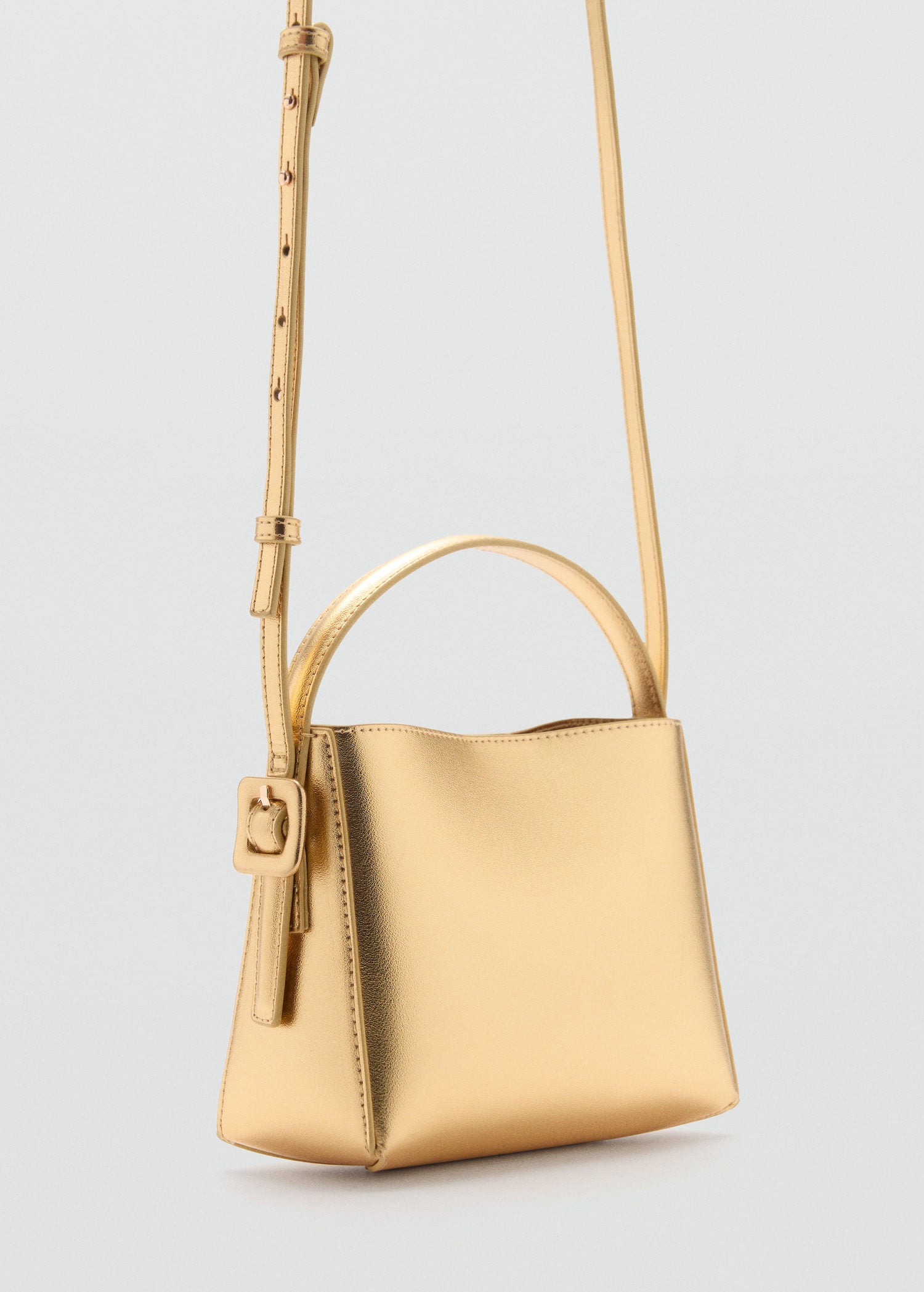 Mango Metallic mini-shopper bag - Gold 1 Shaws Department Stores