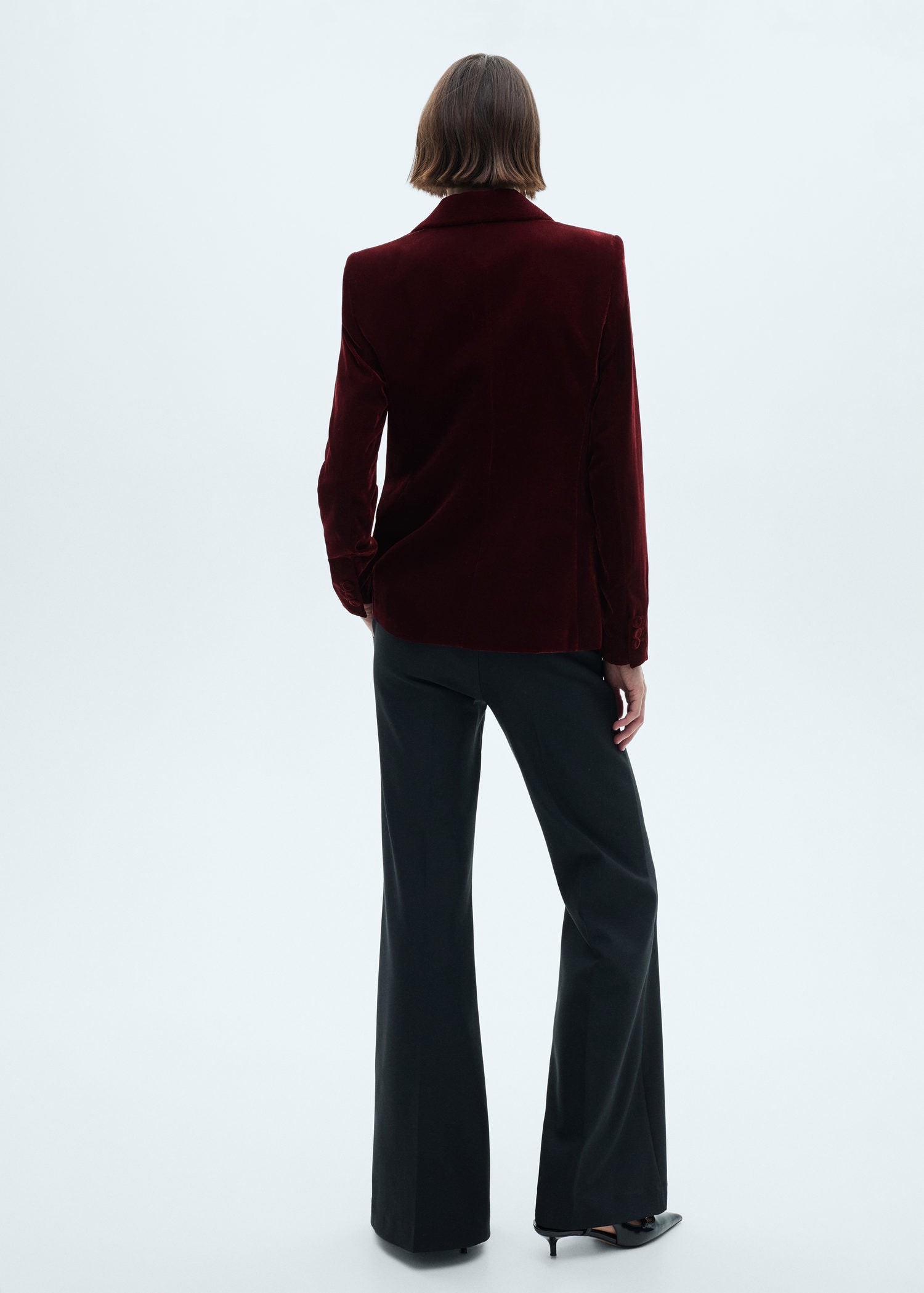Mango Velvet blazer - Dark Red 2 Shaws Department Stores