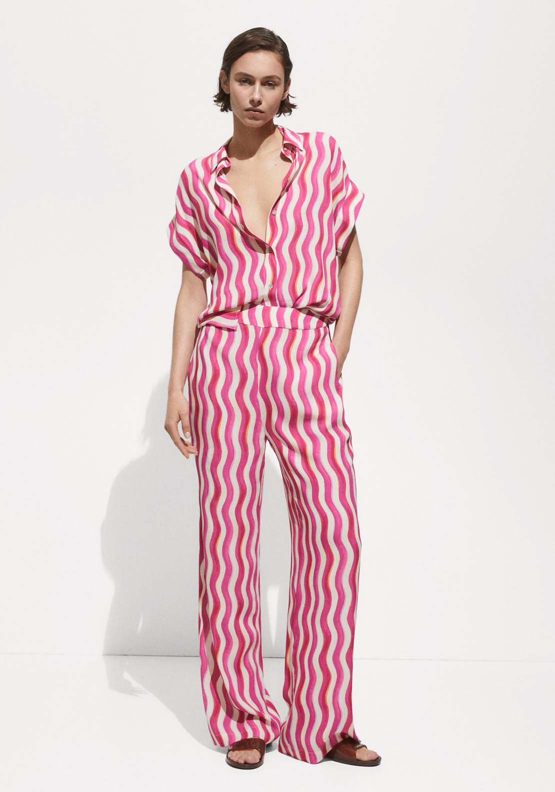 Mango Wide leg printed trousers 2 Shaws Department Stores